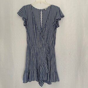 AMERICAN EAGLE OUTFITTERS Stripe Ruffled Faux Wrap Romper